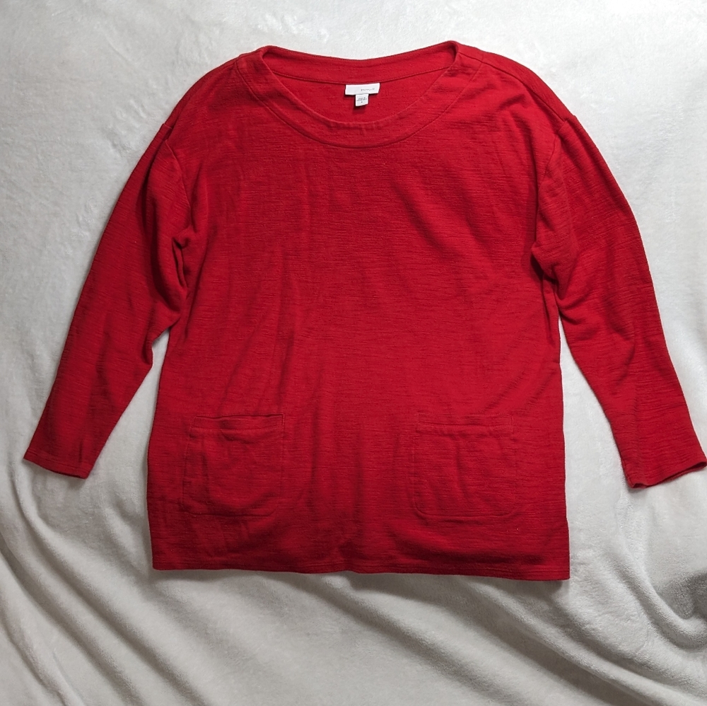 J. Jill Pure Jill Red Cotton Oversized Sweater, Size M